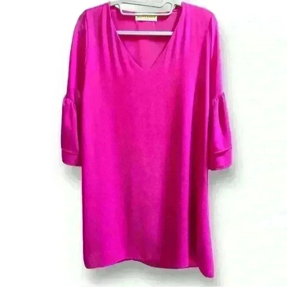 pants store Dresses & Skirts - Woman’s Dress Size Small Pink Flounce Sleeve By Pants Store